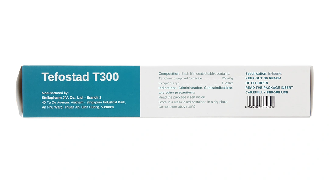 Tefostad T300 phòng và trị nhiễm HIV-týp 1, viêm gan B (3 vỉ x 10 viên) - 3