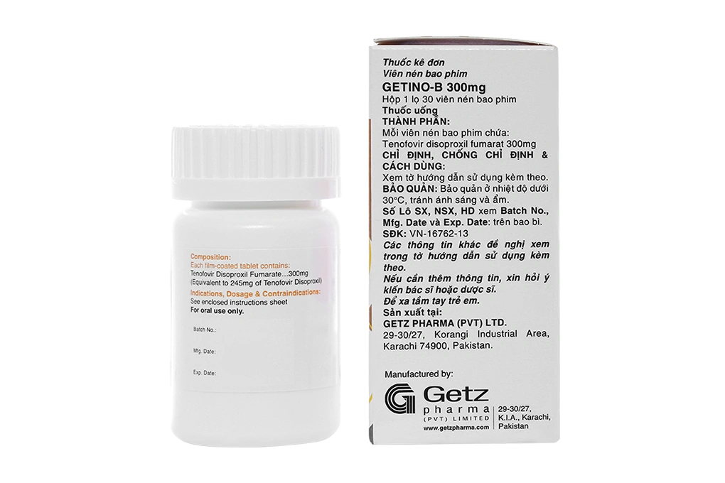 Getino-B 300mg thuốc kháng virus, trị viêm gan B lọ 30 viên - 2