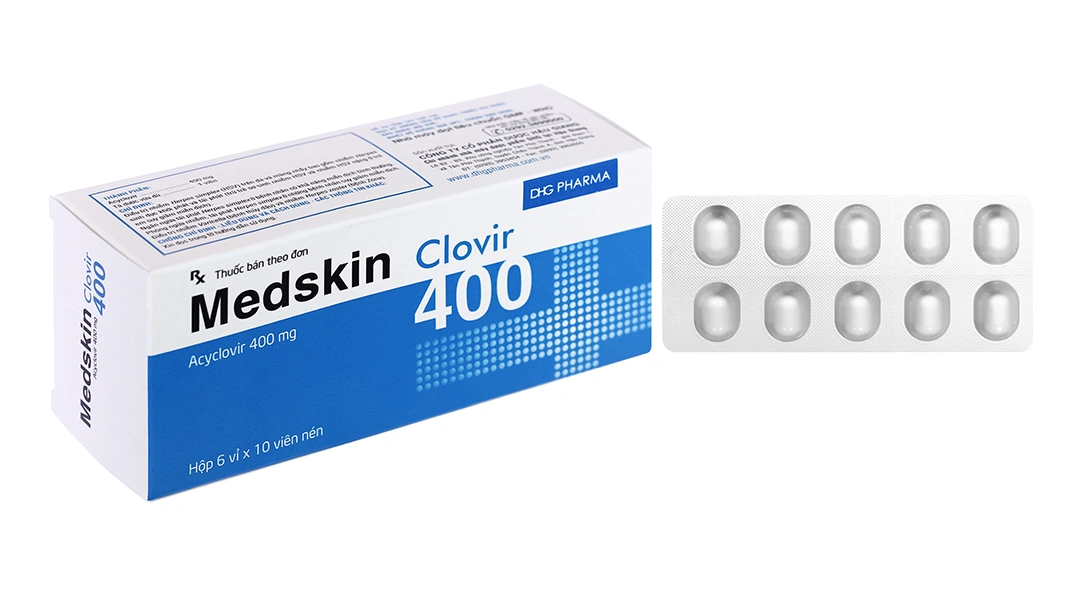 Medskin Clovir 400 phòng và trị nhiễm Herpes simplex (6 vỉ x 10 viên) - 