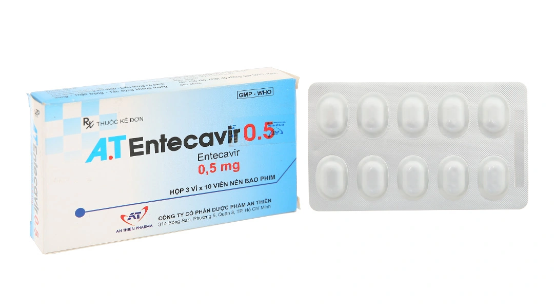 A.T Entecavir 0.5 điều trị viêm gan B mãn tính (3 vỉ x 10 viên) - 