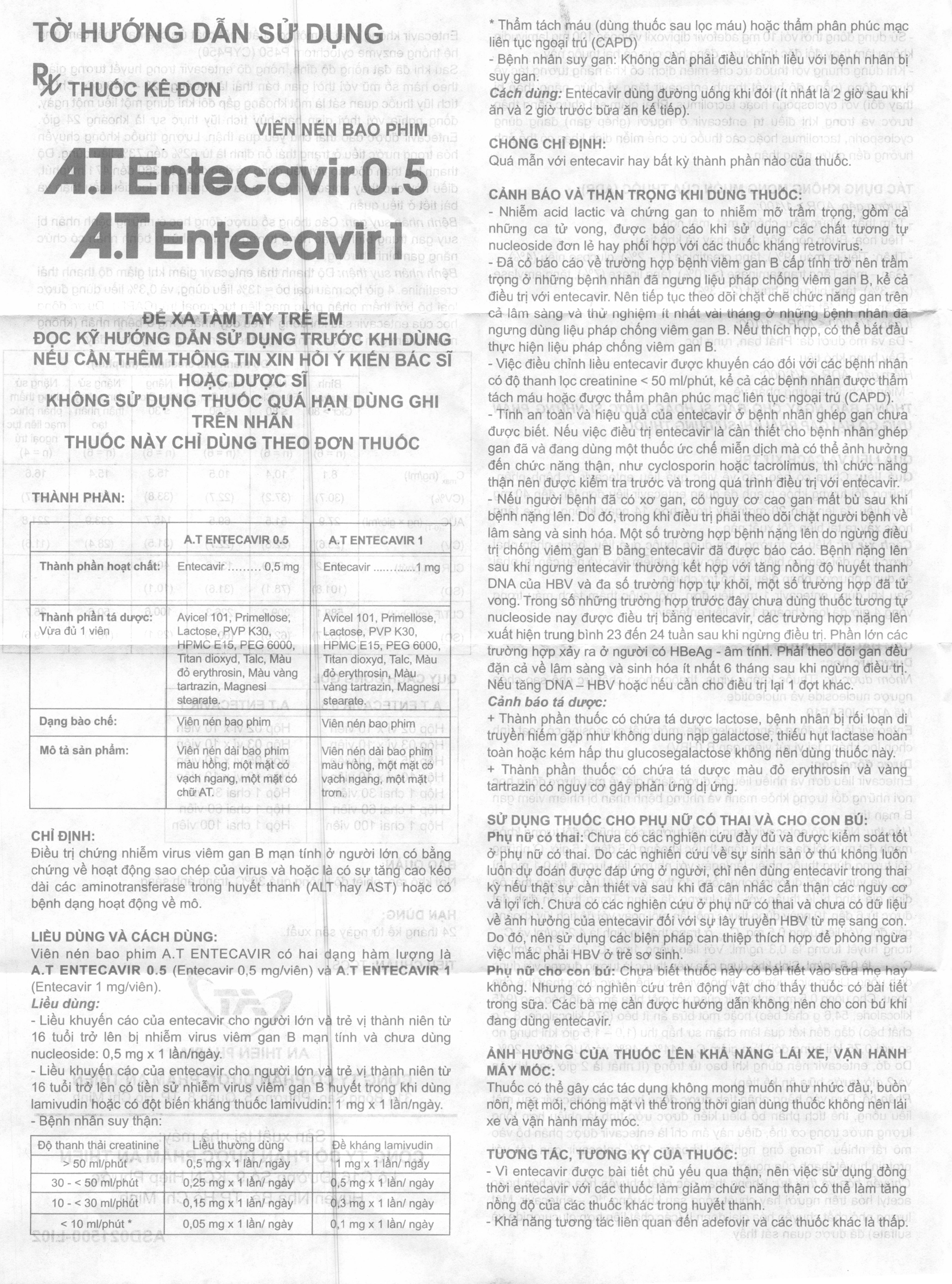 A.T Entecavir 0.5 điều trị viêm gan B mãn tính (3 vỉ x 10 viên) - 4