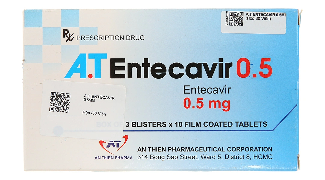 A.T Entecavir 0.5 điều trị viêm gan B mãn tính (3 vỉ x 10 viên) - 1