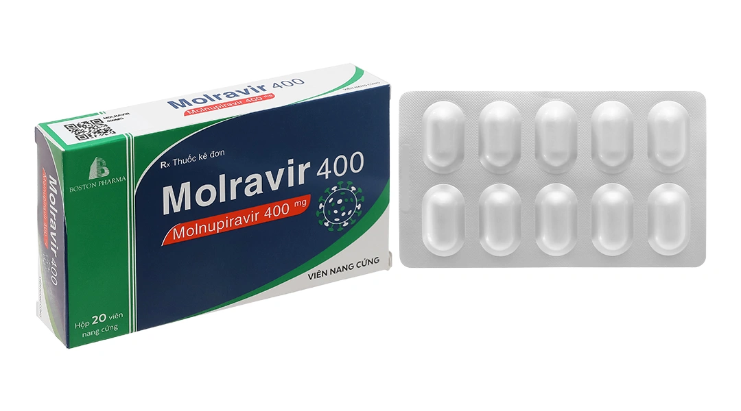 Molravir 400 trị Covid-19 mức độ nhẹ đến trung bình (2 vỉ x 10 viên) - 