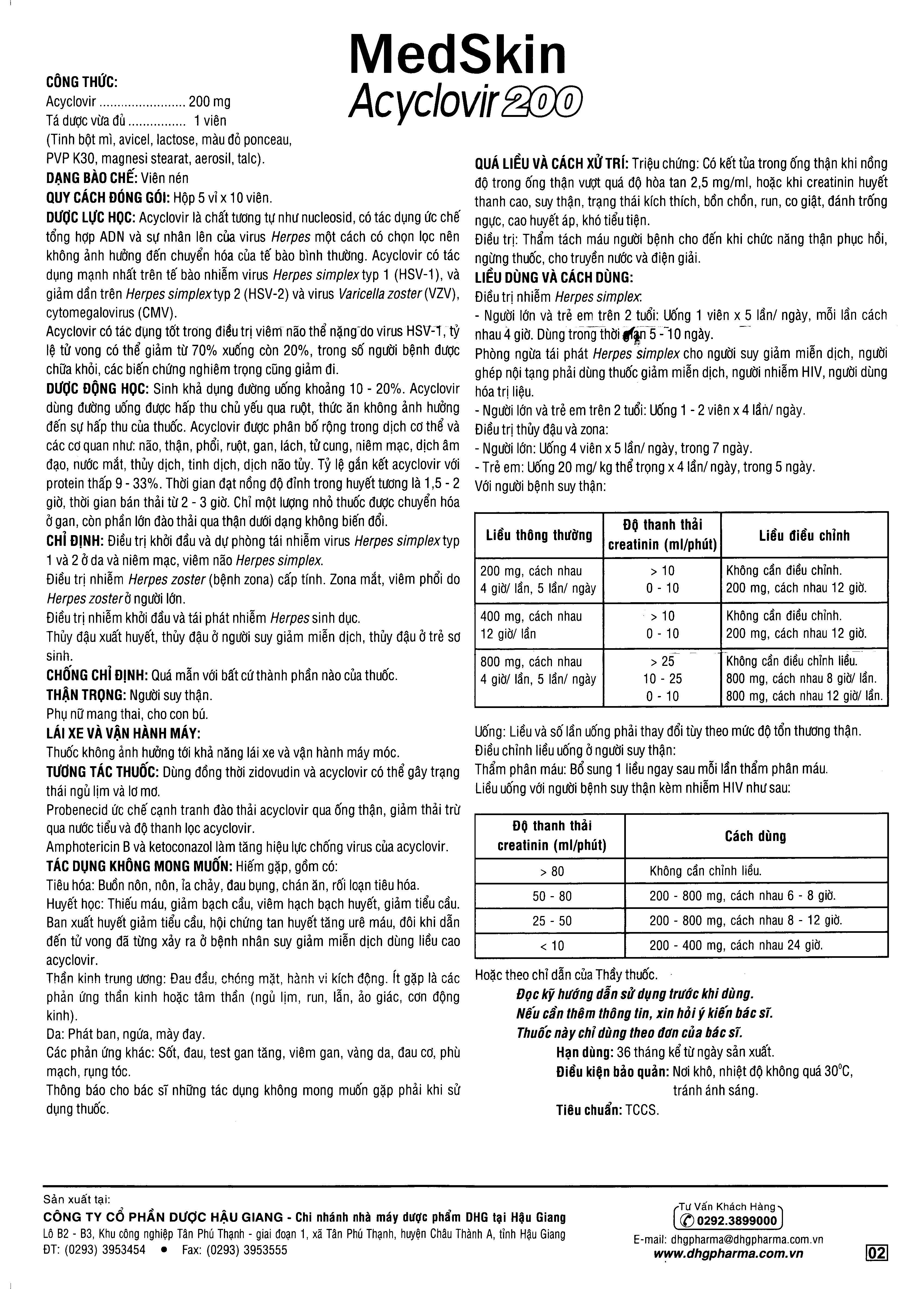 MedSkin Acyclovir 200 trị nhiễm virus Herpes simplex (5 vỉ x 10 viên) - 4