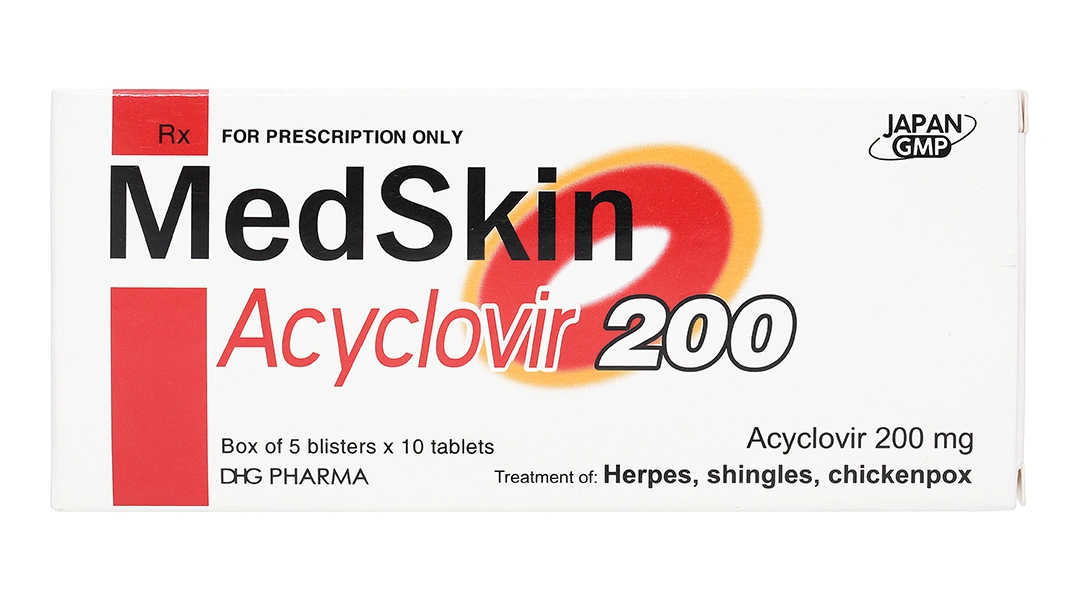 MedSkin Acyclovir 200 trị nhiễm virus Herpes simplex (5 vỉ x 10 viên) - 1