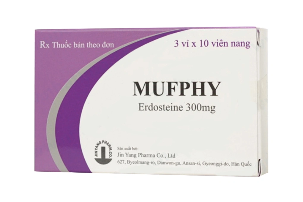 Mufphy 300mg loãng đàm trong bệnh lý hô hấp (3 vỉ x 10 viên) - 