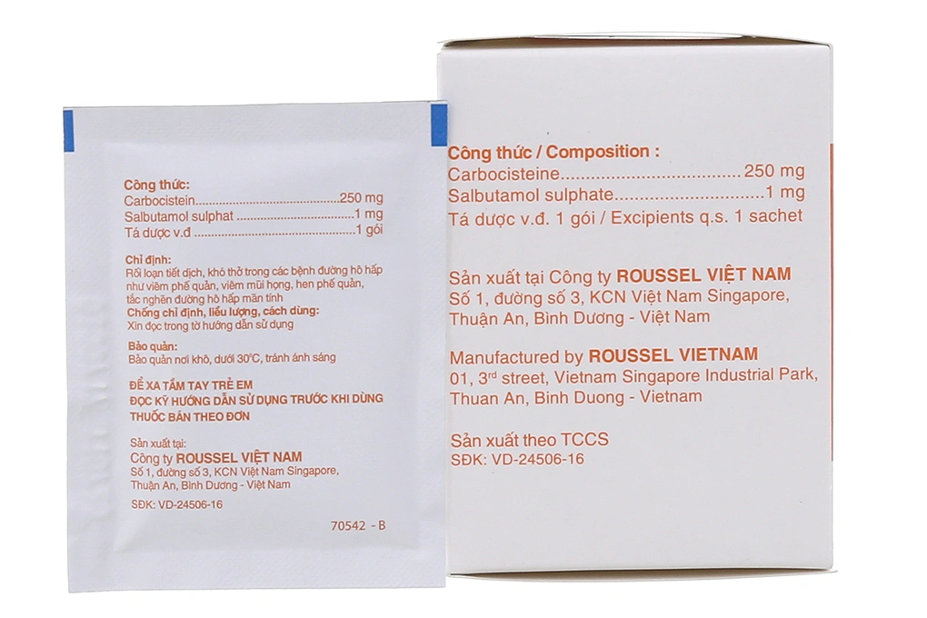 Thuốc bột Casalmux trị rối loạn tiết dịch hô hấp (20 gói x 2g) - 1