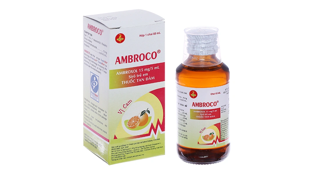 Siro Ambroco 15mg/5ml hỗ trợ tan đàm trong bệnh lý hô hấp chai 60ml - 