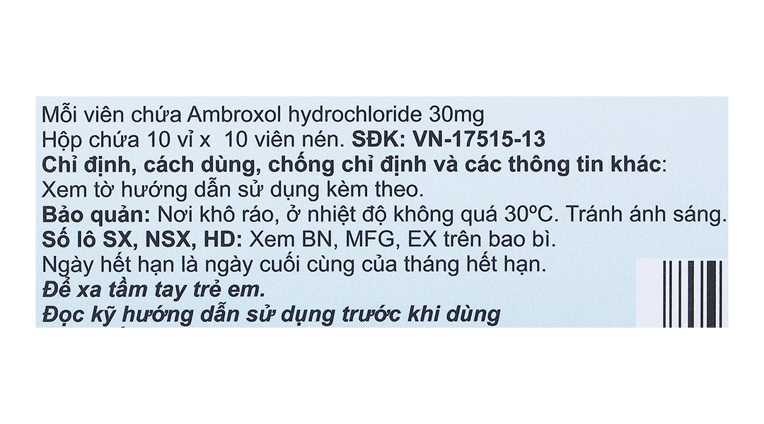 Medovent 30mg trị triệu chứng bệnh phế quản - phổi cấp và mạn tính (10 vỉ x 10 viên) - 3