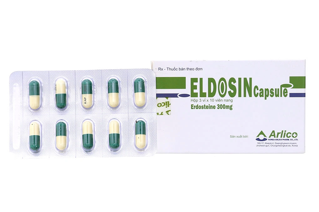 Eldosin Capsule 300mg loãng đàm trong bệnh lý hô hấp (3 vỉ x 10 viên) - 