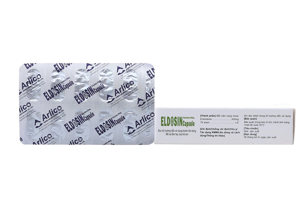 Eldosin Capsule 300mg loãng đàm trong bệnh lý hô hấp (3 vỉ x 10 viên) - 1