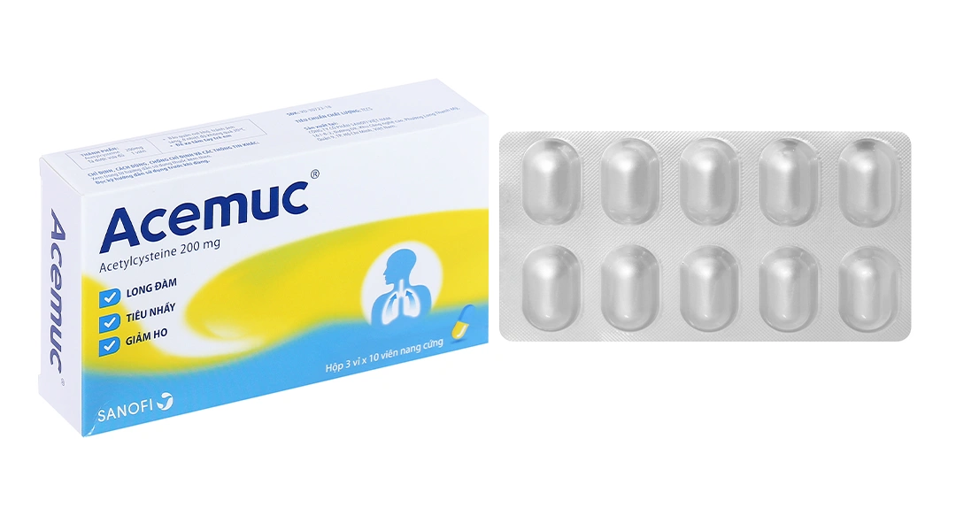 Acemuc 200mg tiêu nhầy trong bệnh lý hô hấp (3 vỉ x 10 viên) - 10
