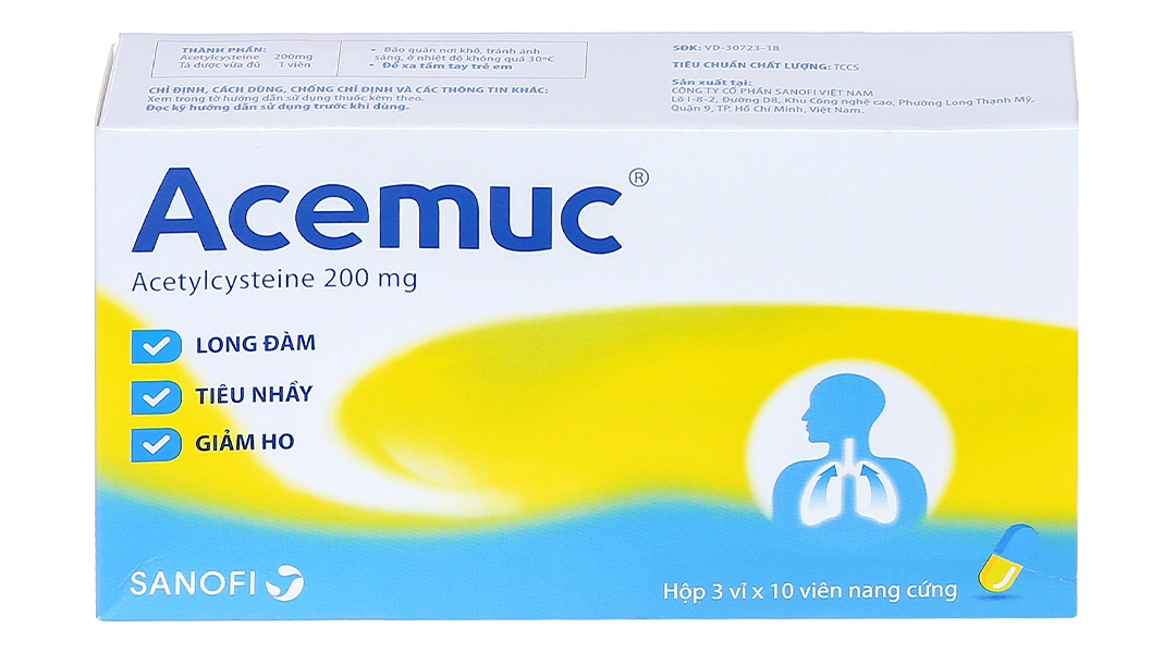 Acemuc 200mg tiêu nhầy trong bệnh lý hô hấp (3 vỉ x 10 viên) - 11