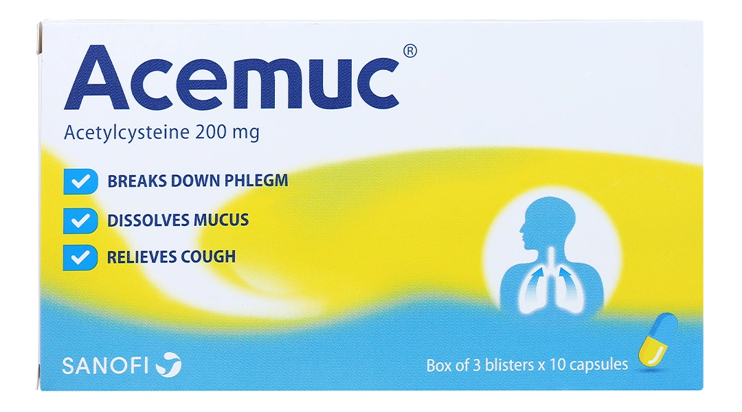 Acemuc 200mg tiêu nhầy trong bệnh lý hô hấp (3 vỉ x 10 viên) - 12