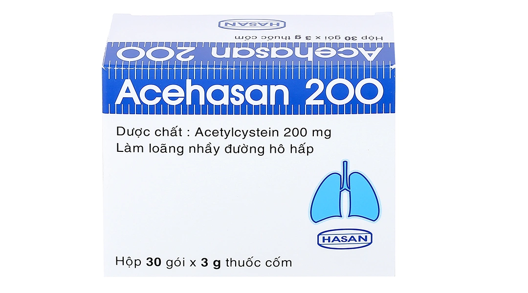 Thuốc cốm Acehasan 200 tan đàm trong bệnh lý hô hấp (30 gói x 3g) - 1