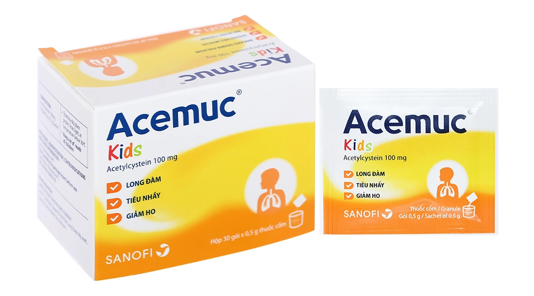 Thuốc cốm Acemuc Kids 100mg tiêu nhầy trong bệnh hô hấp (30 gói x 0.5g) - 7