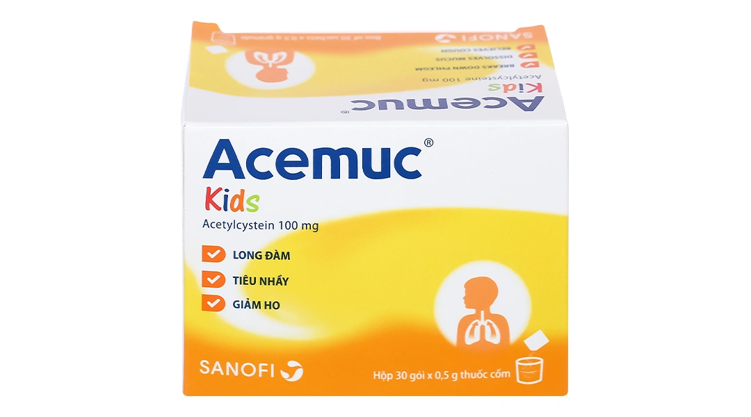 Thuốc cốm Acemuc Kids 100mg tiêu nhầy trong bệnh hô hấp (30 gói x 0.5g) - 8