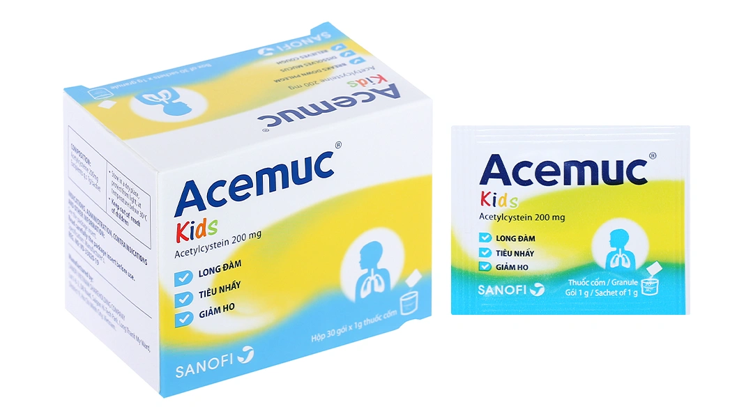 Thuốc cốm Acemuc 200mg trị rối loạn về tiết dịch đường hô hấp (30 gói x 1g) - 7