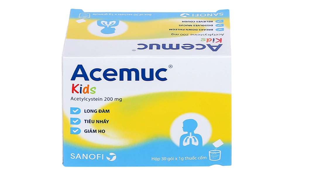 Thuốc cốm Acemuc 200mg trị rối loạn về tiết dịch đường hô hấp (30 gói x 1g) - 8