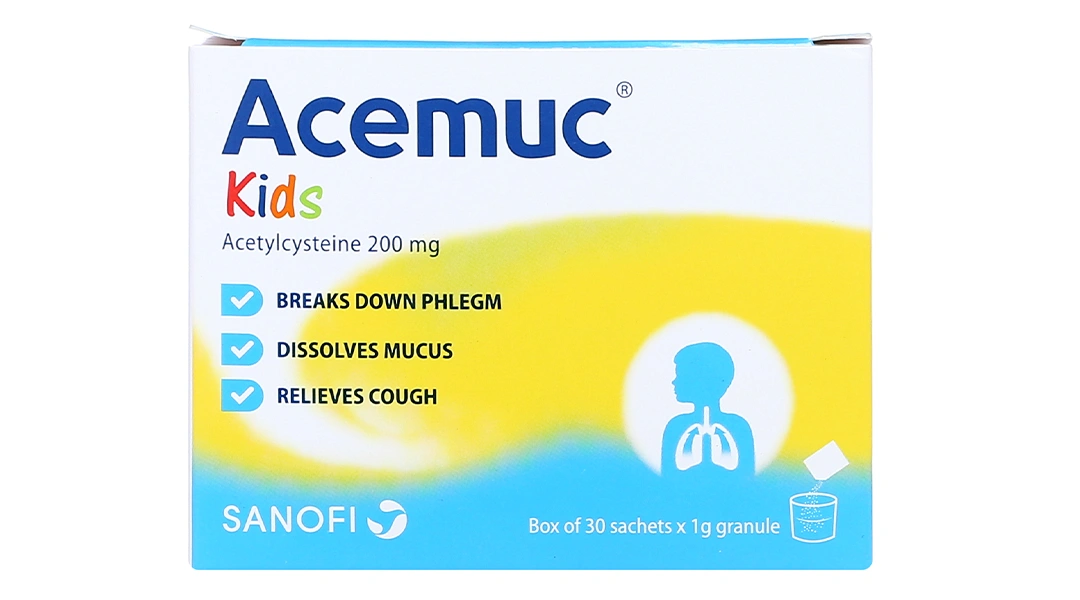 Thuốc cốm Acemuc 200mg trị rối loạn về tiết dịch đường hô hấp (30 gói x 1g) - 9