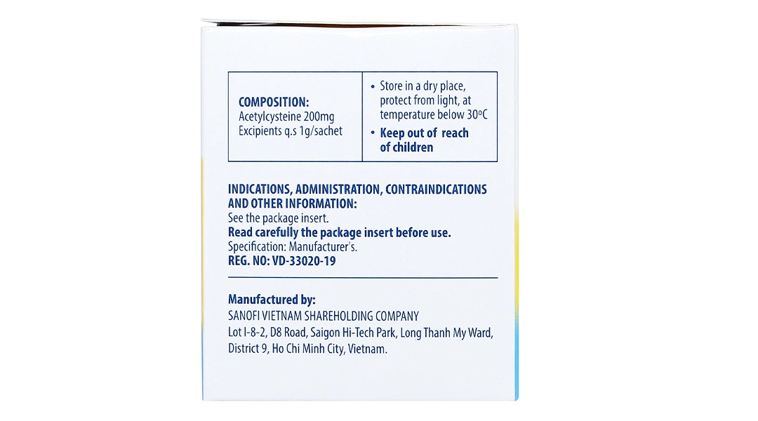 Thuốc cốm Acemuc 200mg trị rối loạn về tiết dịch đường hô hấp (30 gói x 1g) - 11