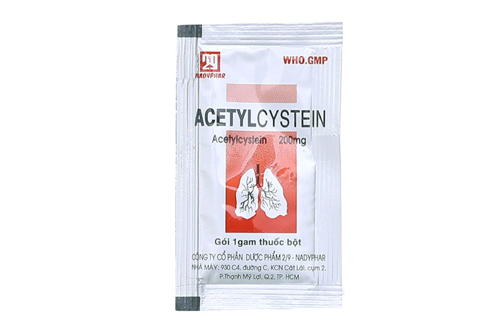 Thuốc bột Acetylcystein Nadyphar 200mg tan đàm trong bệnh lý hô hấp (30 gói x 1g) - 3