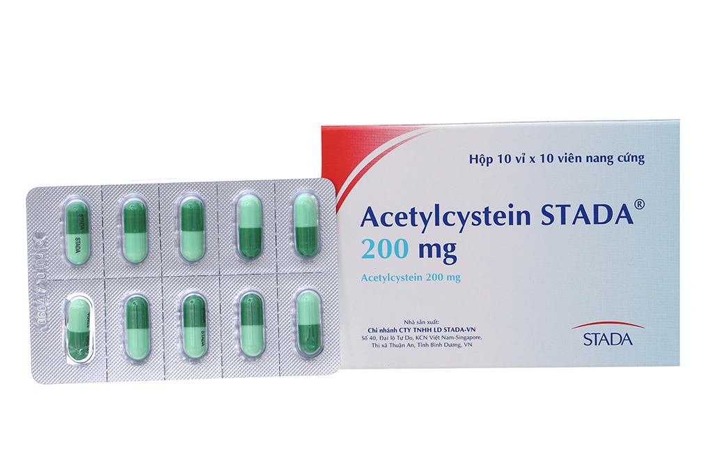 Acetylcystein Stada 200mg tan đàm trong bệnh lý hô hấp (10 vỉ x 10 viên) - 
