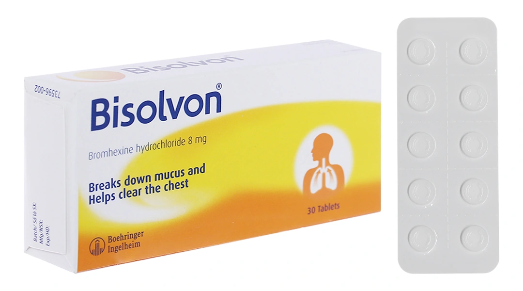 Bisolvon 8mg loãng đàm trong bệnh phế quản phổi (3 vỉ x 10 viên) - 