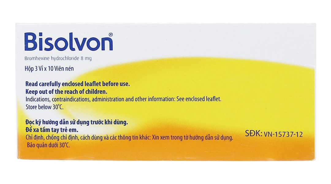 Bisolvon 8mg loãng đàm trong bệnh phế quản phổi (3 vỉ x 10 viên) - 2