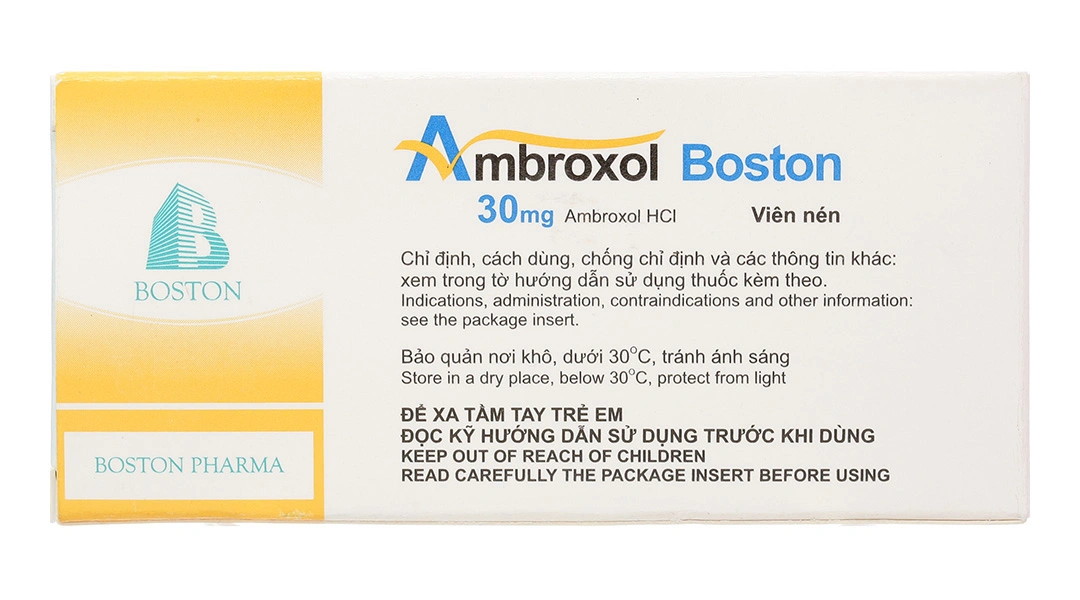 Ambroxol Boston 30mg tiêu nhầy, trị bệnh đường hô hấp (3 vỉ x 10 viên) - 1
