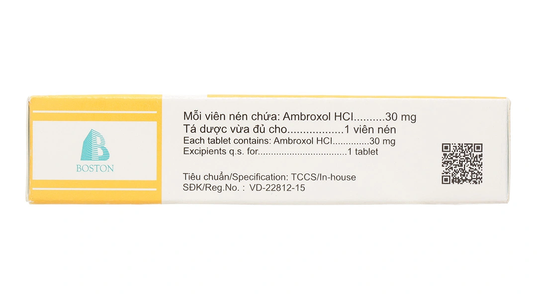 Ambroxol Boston 30mg tiêu nhầy, trị bệnh đường hô hấp (3 vỉ x 10 viên) - 3
