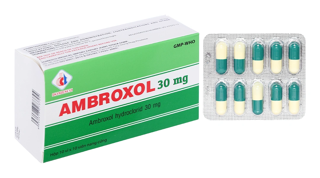 Ambroxol 30mg tan đàm trong bệnh lý hô hấp (10 vỉ x 10 viên) - 