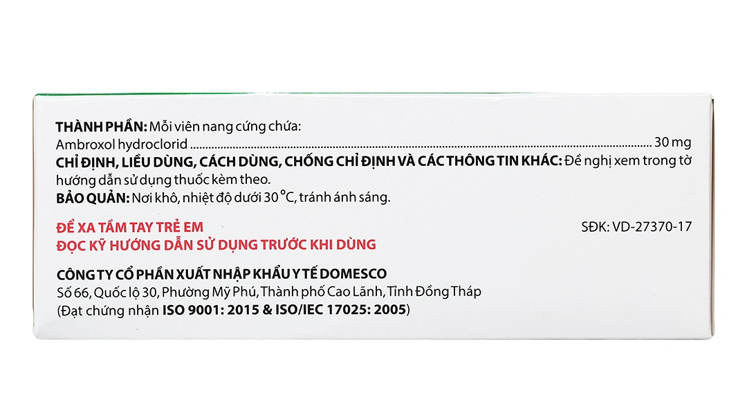 Ambroxol 30mg tan đàm trong bệnh lý hô hấp (10 vỉ x 10 viên) - 3