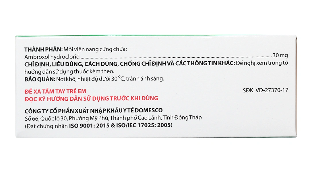 Ambroxol 30mg tan đàm trong bệnh lý hô hấp (10 vỉ x 10 viên) - 4