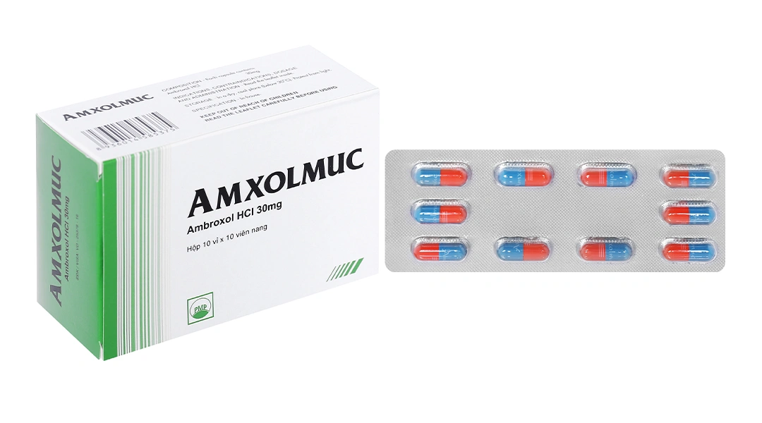 Amxolmuc 30mg trị bệnh cấp, mạn tính ở đường hô hấp (10 vỉ x 10 viên) - 