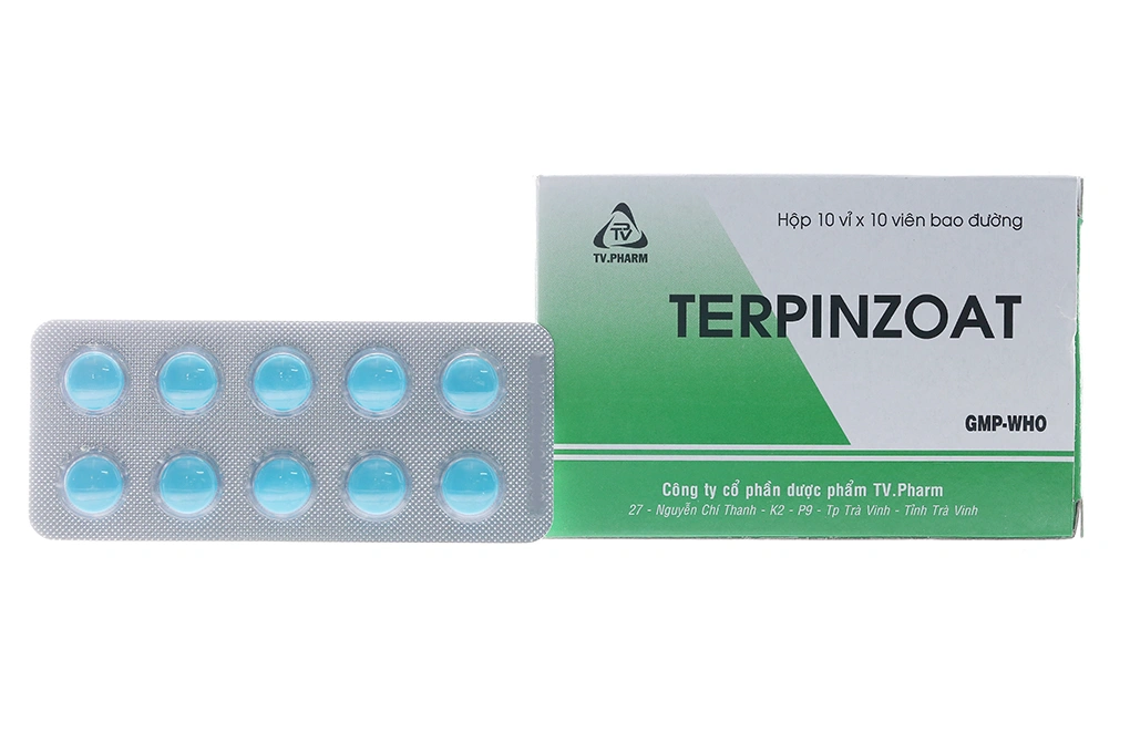 Terpinzoat TV.Pharm trị ho, loãng đàm trong bệnh lý hô hấp (10 vỉ x 10 viên) - 