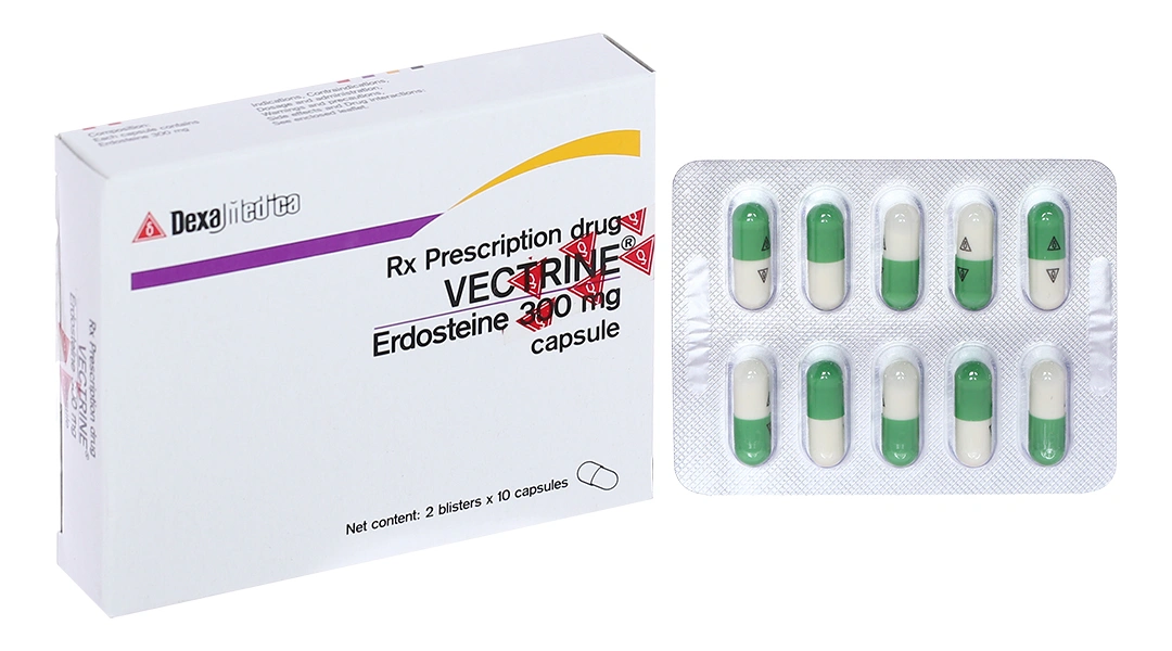 Vectrine 300mg làm loãng, tiêu đàm trong bệnh lý hô hấp (2 vỉ x 10 viên) - 