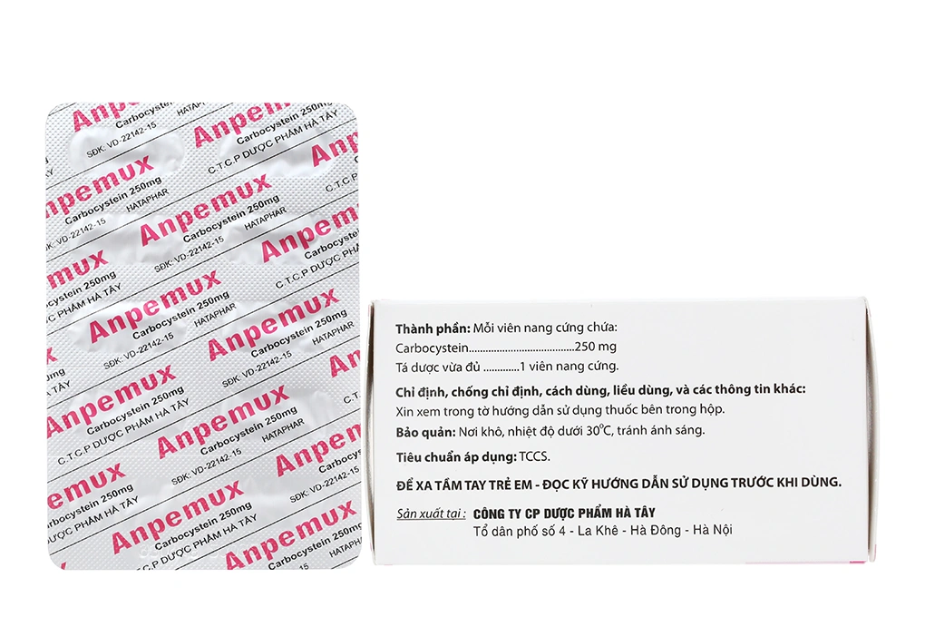 Anpemux 250mg trị rối loạn tiết dịch hô hấp (6 vỉ x 10 viên) - 2