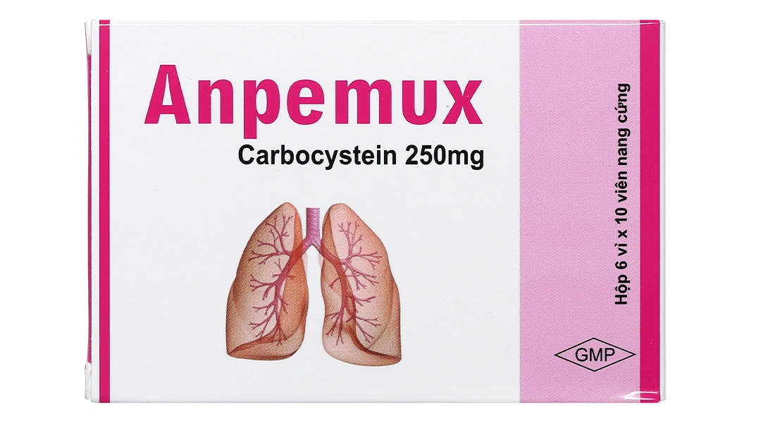 Anpemux 250mg trị rối loạn tiết dịch hô hấp (6 vỉ x 10 viên) - 1
