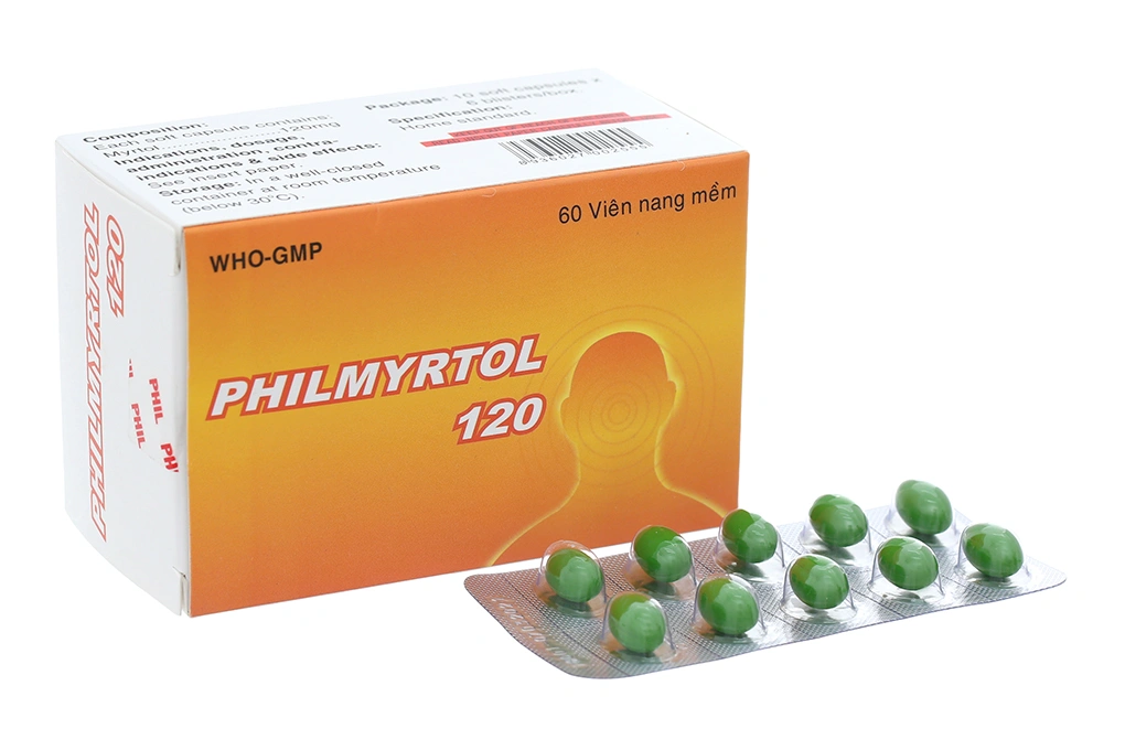 Philmyrtol 120 trị viêm phế quản, viêm xoang (6 vỉ x 10 viên) - 