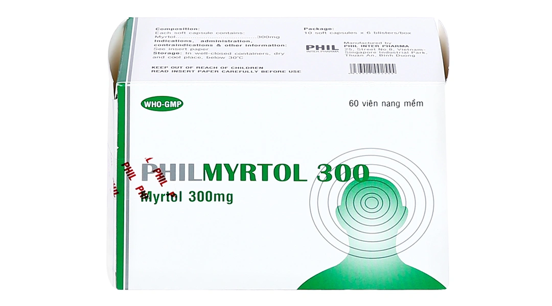 Philmyrtol 300 làm loãng đàm trong viêm phế quản, viêm xoang mũi (6 vỉ x 10 viên) - 1