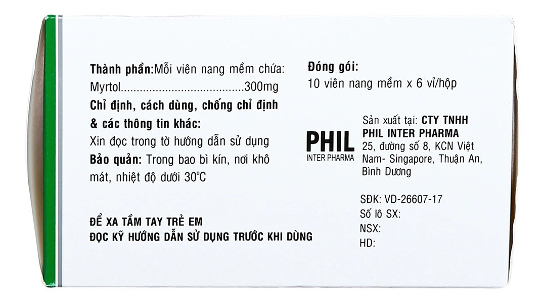 Philmyrtol 300 làm loãng đàm trong viêm phế quản, viêm xoang mũi (6 vỉ x 10 viên) - 3