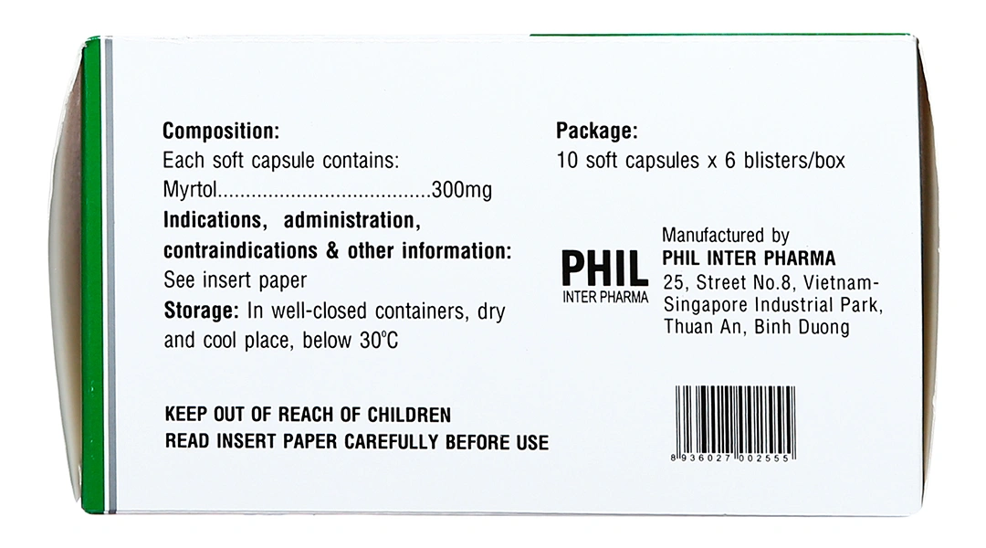 Philmyrtol 300 làm loãng đàm trong viêm phế quản, viêm xoang mũi (6 vỉ x 10 viên) - 4