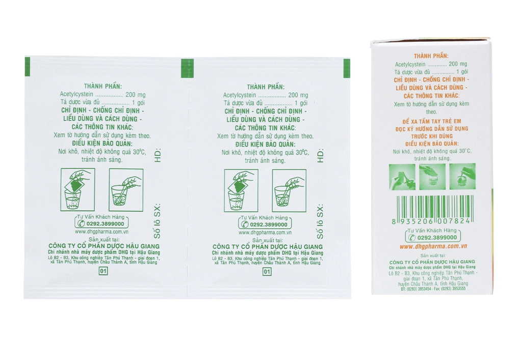 Thuốc bột Mitux 200mg làm tan đàm trong bệnh lý hô hấp (24 gói x 1.5g) - 1
