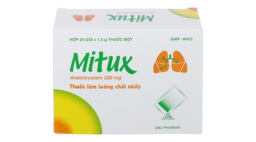 Thuốc bột Mitux 200mg làm tan đàm trong bệnh lý hô hấp (24 gói x 1.5g) - 2