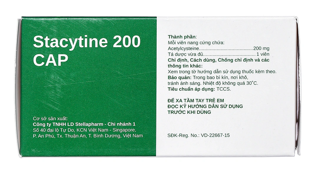 Stacytine 200 Cap tiêu nhầy trong bệnh lý hô hấp (10 vỉ x 10 viên) - 3