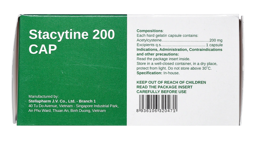 Stacytine 200 Cap tiêu nhầy trong bệnh lý hô hấp (10 vỉ x 10 viên) - 4