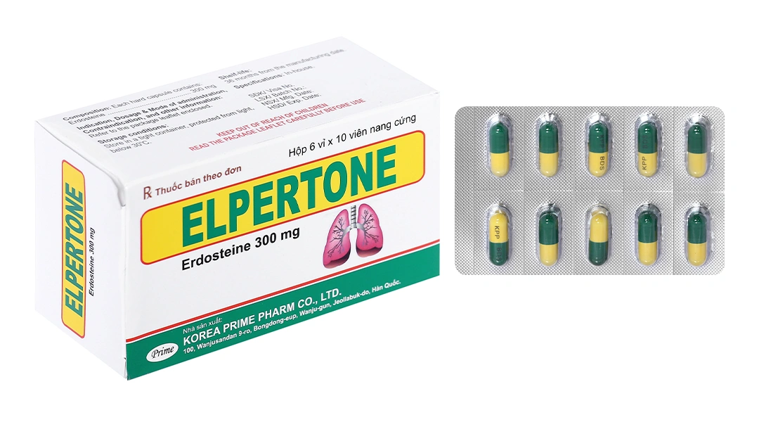 Elpertone 300mg trị triệu chứng đợt viêm phế quản cấp và mạn tính (6 vỉ x 10 viên) - 