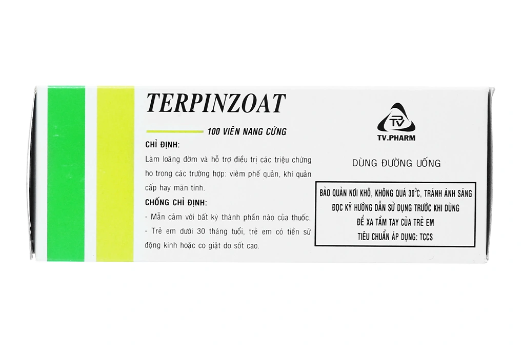 Terpinzoat trị ho, loãng đàm trong bệnh lý hô hấp (10 vỉ x 10 viên) - 3