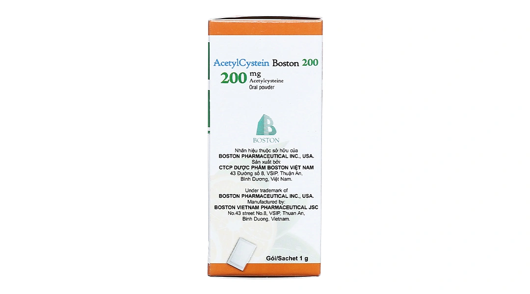 Thuốc bột Acetylcystein Boston 200 trị rối loạn tiết dịch phế quản (30 gói x 1g) - 3
